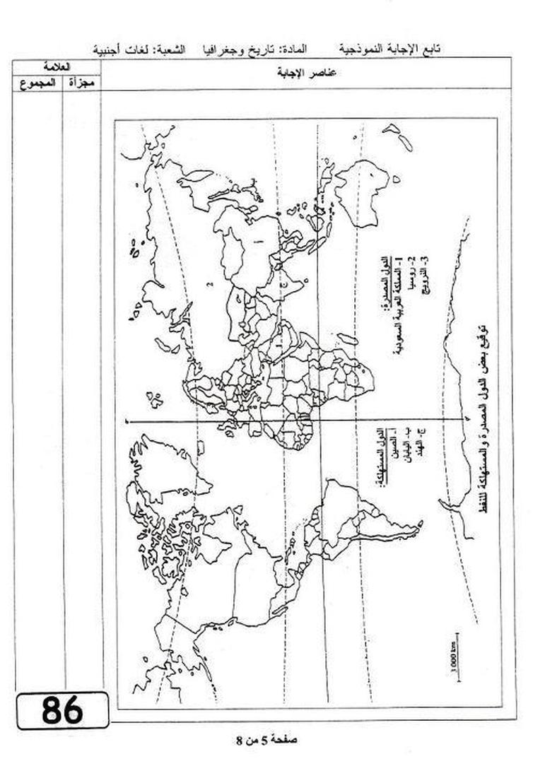موضوع التاريخ و الجغرافيا مع التصحيح  بكالوريا 2012 شعبة لغات اجنبية 5915549