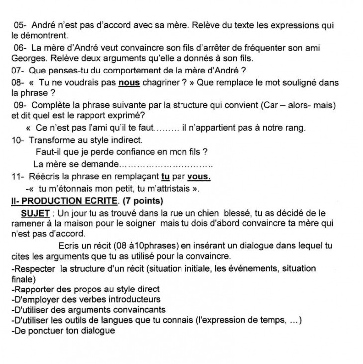 Exemples des examens de la langue française 4AM  exemple 6 6451847