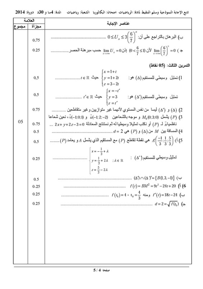 مواضيع و حلول شهادة البكالوريا 2014 شعبة رياضيات  9337130